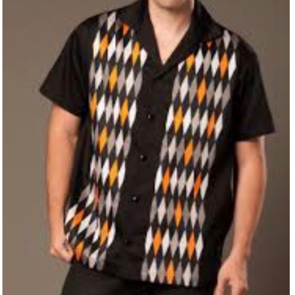 COPY - Men’s Bowling Shirt in Halloween Harlequin